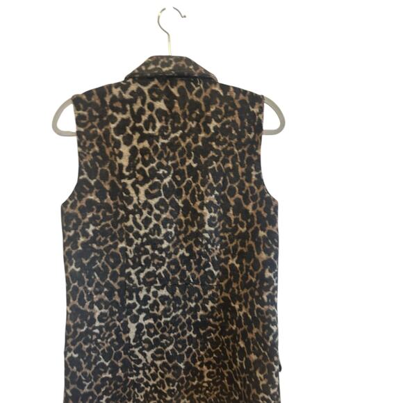Dolce Cabo Women's XSmall Brown Leopard Print Long Line Fleece Sleeveless Vest - Picture 7 of 11